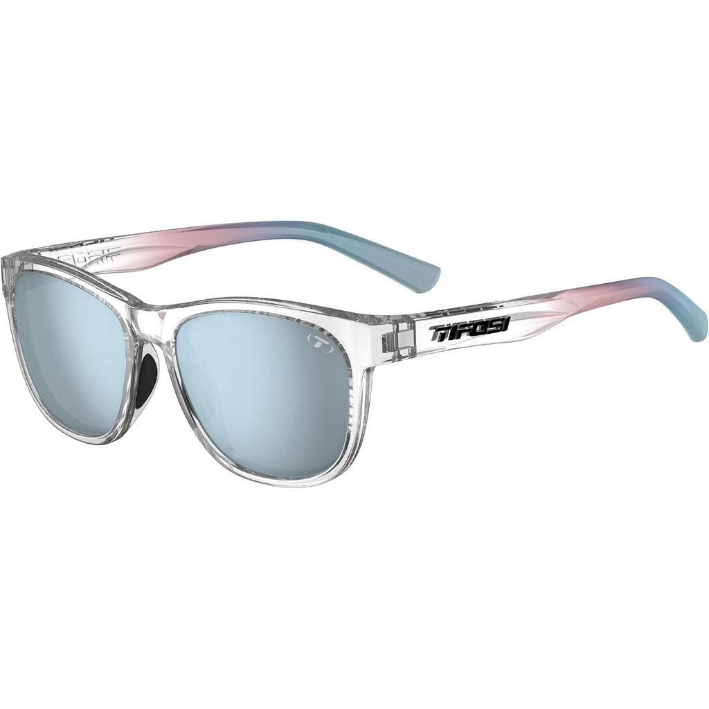 Tifosi Swank Sport Sunglasses - Tangle Free - Ideal For Cycling, Golf, Hiking, Pickleball, Running and Great Lifestyle Look Smoke With Bright Blue Mirror
