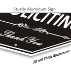 Heavy Duty No Soliciting Sign For House - All Metal Construction No Soliciting Yard Sign - 14" X 7" - Aluminum - With 28" Long Stake