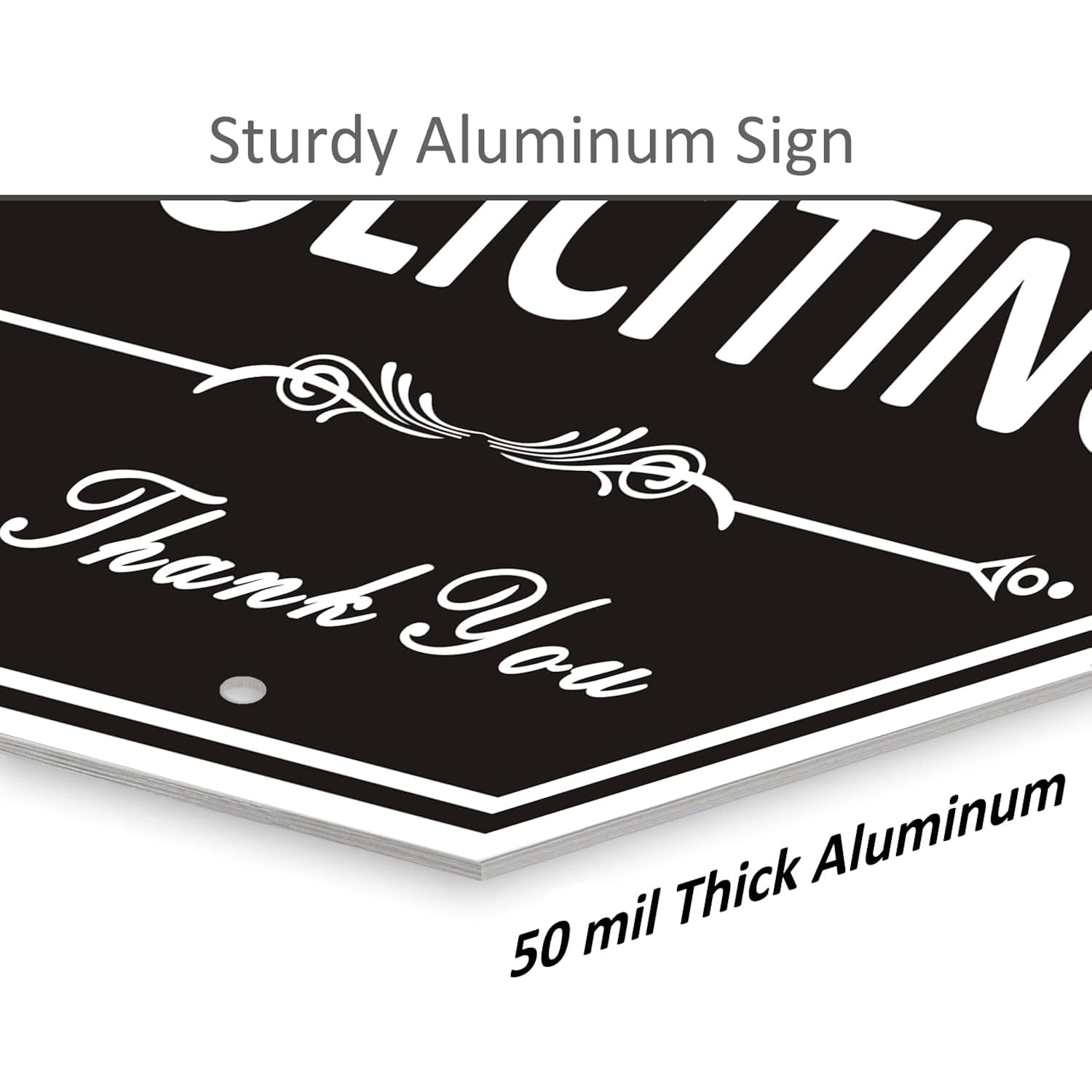 Heavy Duty No Soliciting Sign For House - All Metal Construction No Soliciting Yard Sign - 14" X 7" - Aluminum - With 28" Long Stake
