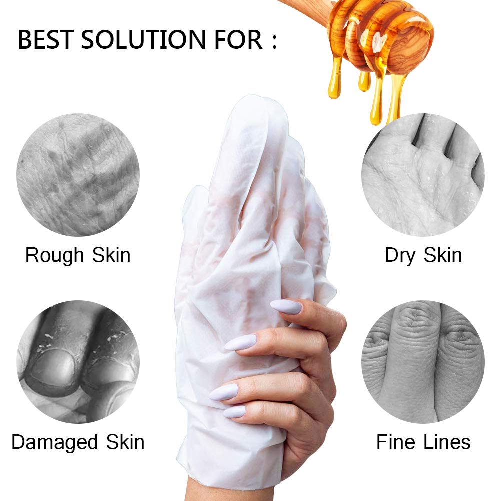 MOND'SUB 5 Pairs of Honey and Almond Best Hydrating Hand & Nail Mask - Best Deep Moisturizing Gloves for Dry Hands