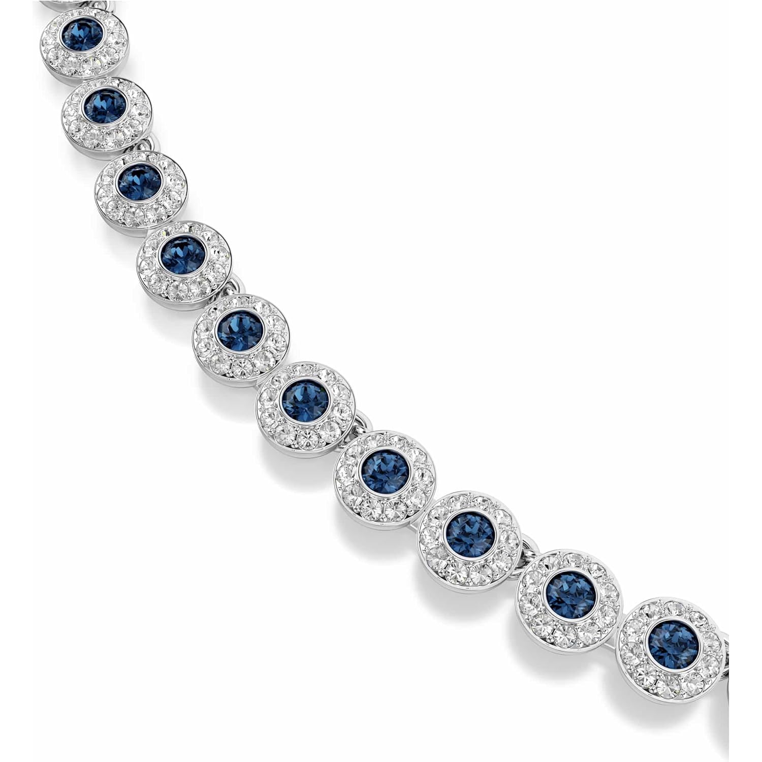 Swarovski Una Angelic Tennis necklace, Round cut, Blue, Rhodium plated