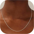 S925 Sterling Silver Box Chain Necklace for Women - 0.8mm Sterling Silver Box Chain Necklace Thick Sturdy Colourfast Chain Necklaces Jewelery for Women 16/18/20/22/24 Inch