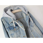 Women'S Casual Detachable Hoodie Denim Jacket