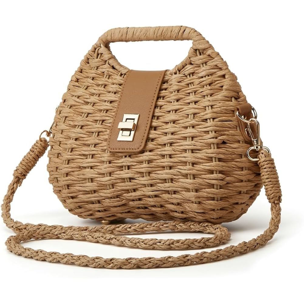 Women Straw Shoulder Handbag Natural Summer Beach Tote Bag Soft Bell Purse Straw Hobo Crossbody Bag 2026