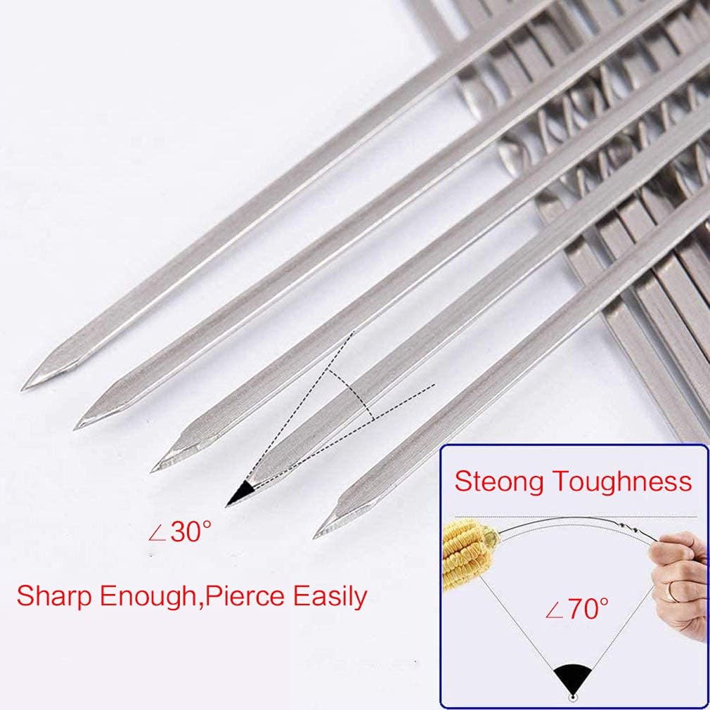 Metal Skewer For Grilling,Kabob Skewer,Flat Bbq Barbecue Skewer,Grilling Skewers Set,Reusable Bbq (14" Skewer(16 Pack))