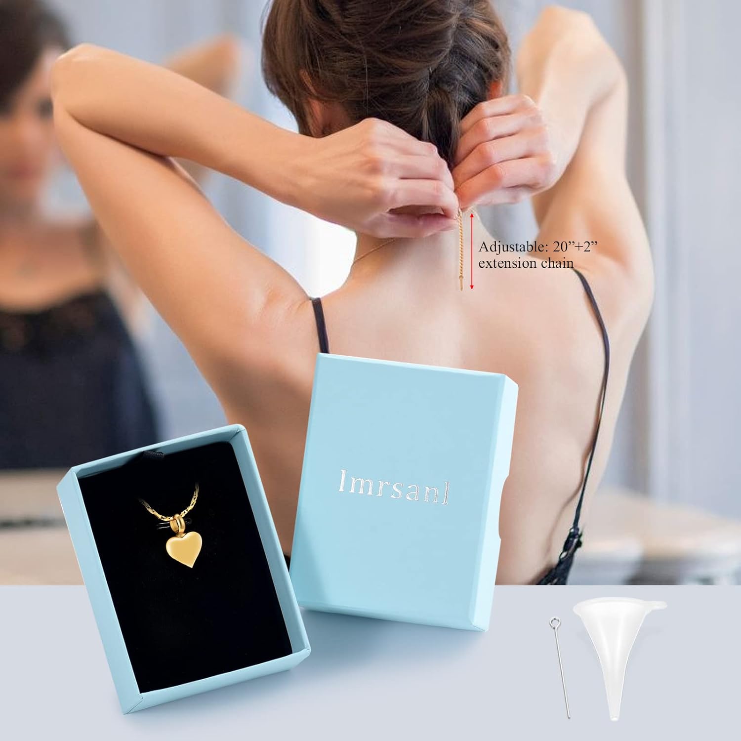 Imrsanl Small Heart Urn Necklace for Ashes Cremation Jewelry for Women Stainless Steel Pendant Memorial Ash Holder Loved Ones Keepsake