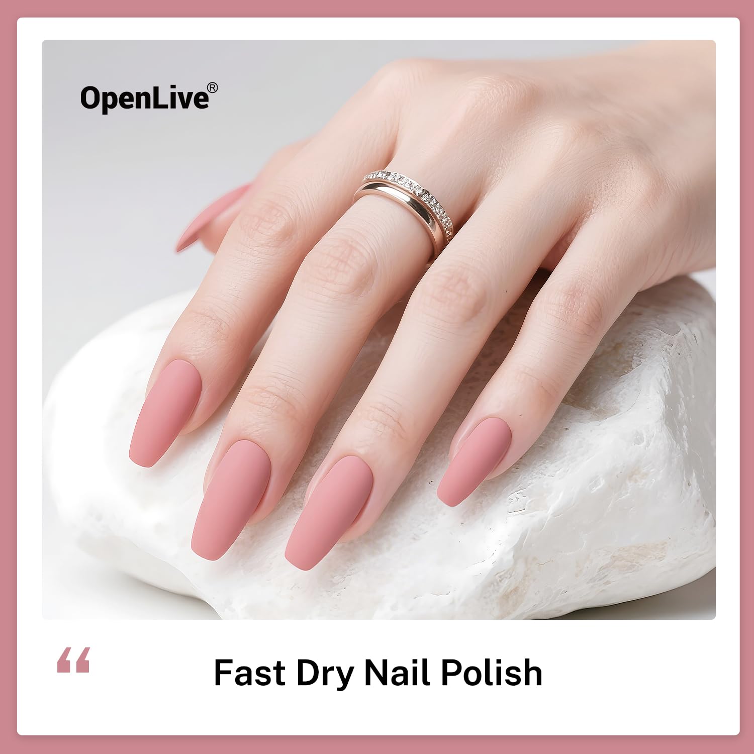 OpenLive 16.5ml Dusty Rose Nail Polish Large Volume Quick Drying Light Pink Nail Polish, Fast Drying and Long Lasting Color Nail Art DIY Home Manicure Gift for Women