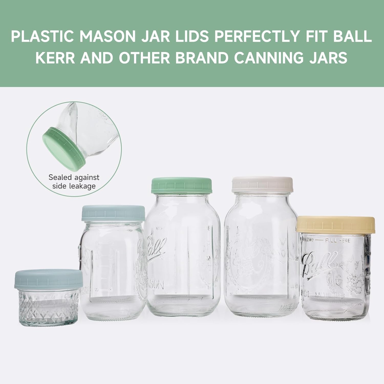 8 Pack Regular Mouth Plastic Mason Jar Lids for Ball, Kerr and More, 70mm Colored Canning Tops with Silicone Rings, Food Grade & Leak-proof