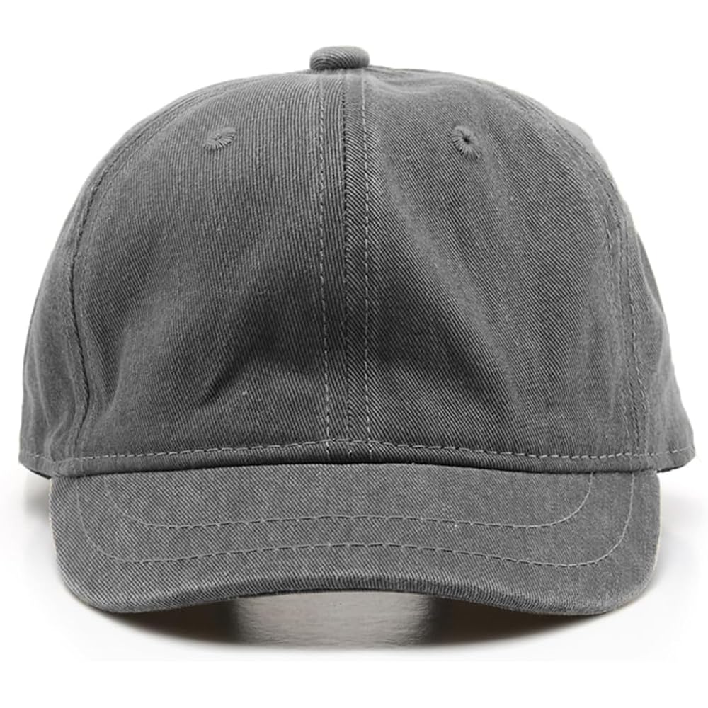 Short Brim Baseball Cap For Men Women Unconstructed Washed Cotton Adjustable Short Bill Hat Vintage Low Profile Dad Hat