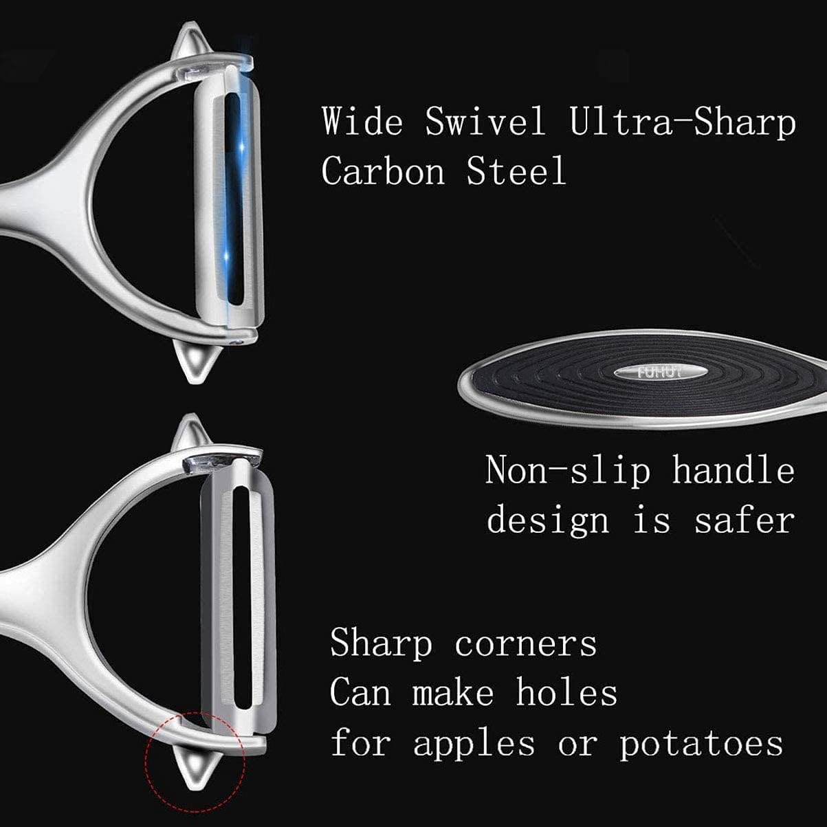 Fuhuy Vegetable, Apple Peelers For Kitchen, Fruit, Carrot, Veggie, Potatoes Peeler, Y-Shaped And I-Shaped Stainless Steel Peelers, With Ergonomic Non-Slip Handle & Sharp Blade, Good Sturdy (2Pcs)