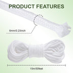 Maqihan Wicking Rope For Plants - 50 Feet 1/4 Inch Self Watering Wick Cord | Water Wicks, Cotton Rope, Plant Wicks, Diy Vacation Watering System, Capillary Wick For Garden, Orchid, Tomato, Potted Plants