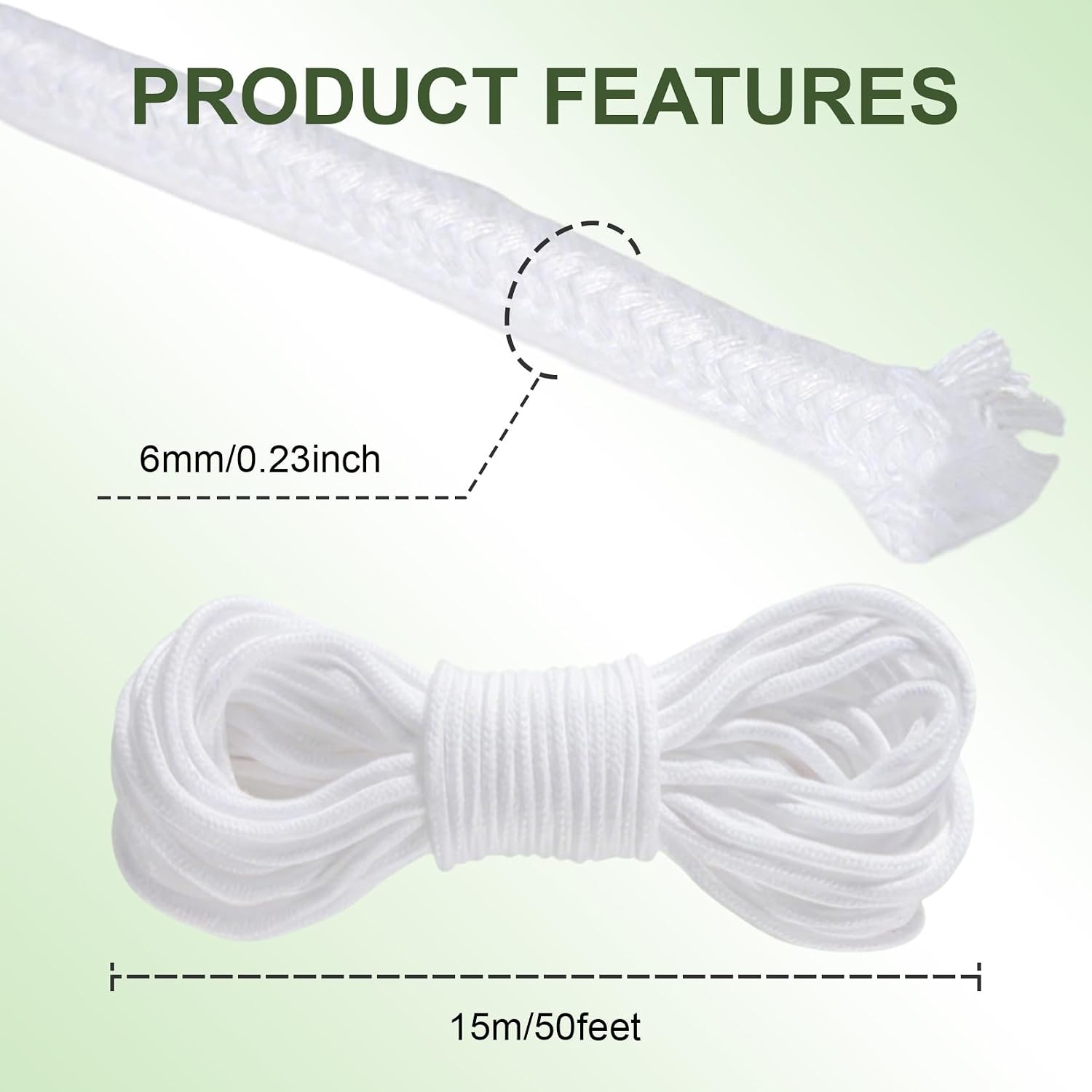 Maqihan Wicking Rope For Plants - 50 Feet 1/4 Inch Self Watering Wick Cord | Water Wicks, Cotton Rope, Plant Wicks, Diy Vacation Watering System, Capillary Wick For Garden, Orchid, Tomato, Potted Plants