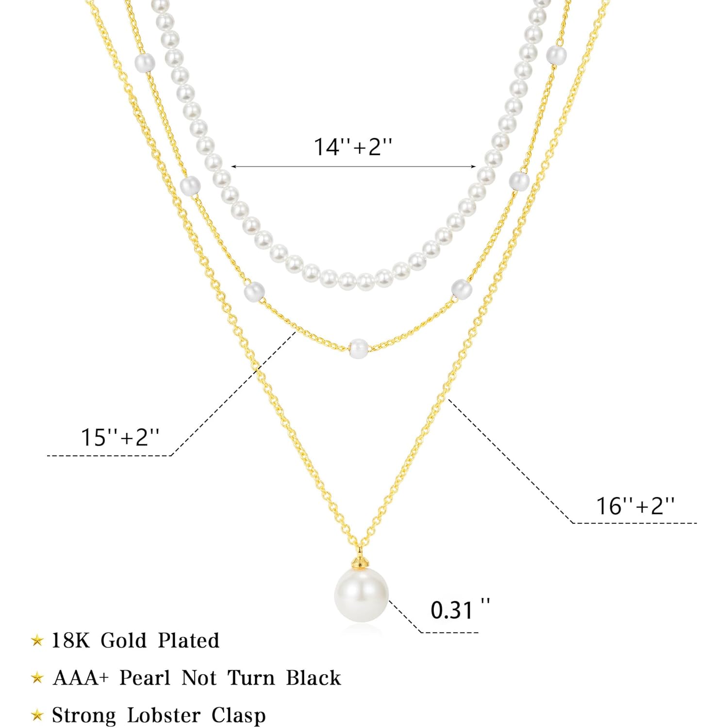 Mothers Day Gifts - Pearl Necklace, 18K Gold/Silver Plated Layered Pearl Necklaces Dainty Pearls Choker Necklace and Earring Set Mothers Day Birthday Gifts for Mom Wife Daughter Sister Friends