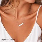 Turandoss Dainty Layered Choker Necklace, Handmade Y Pendant Necklace Multilayer Bar Disc Necklace Adjustable Layering Choker Necklaces for Women
