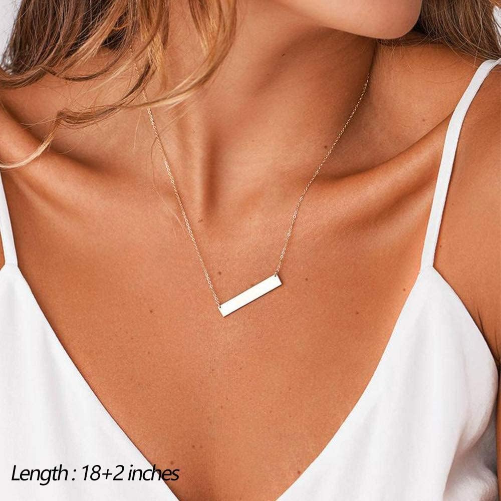 Turandoss Dainty Layered Choker Necklace, Handmade Y Pendant Necklace Multilayer Bar Disc Necklace Adjustable Layering Choker Necklaces for Women