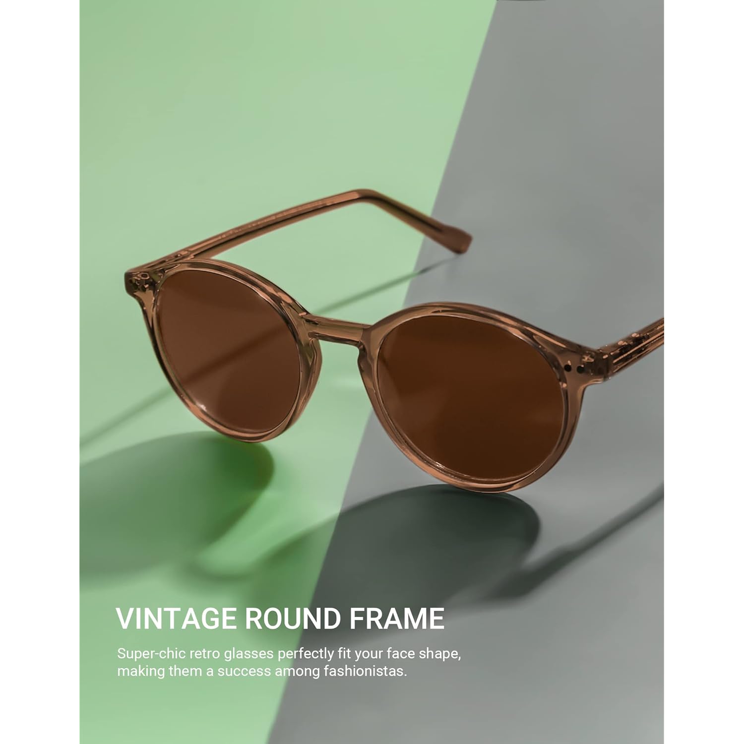 TIJN Round Sunglasses for Women Men,Retro 90s Small Circle Sunglasses,Polarized UV400 Protection,Colored Lens Vintage Shades