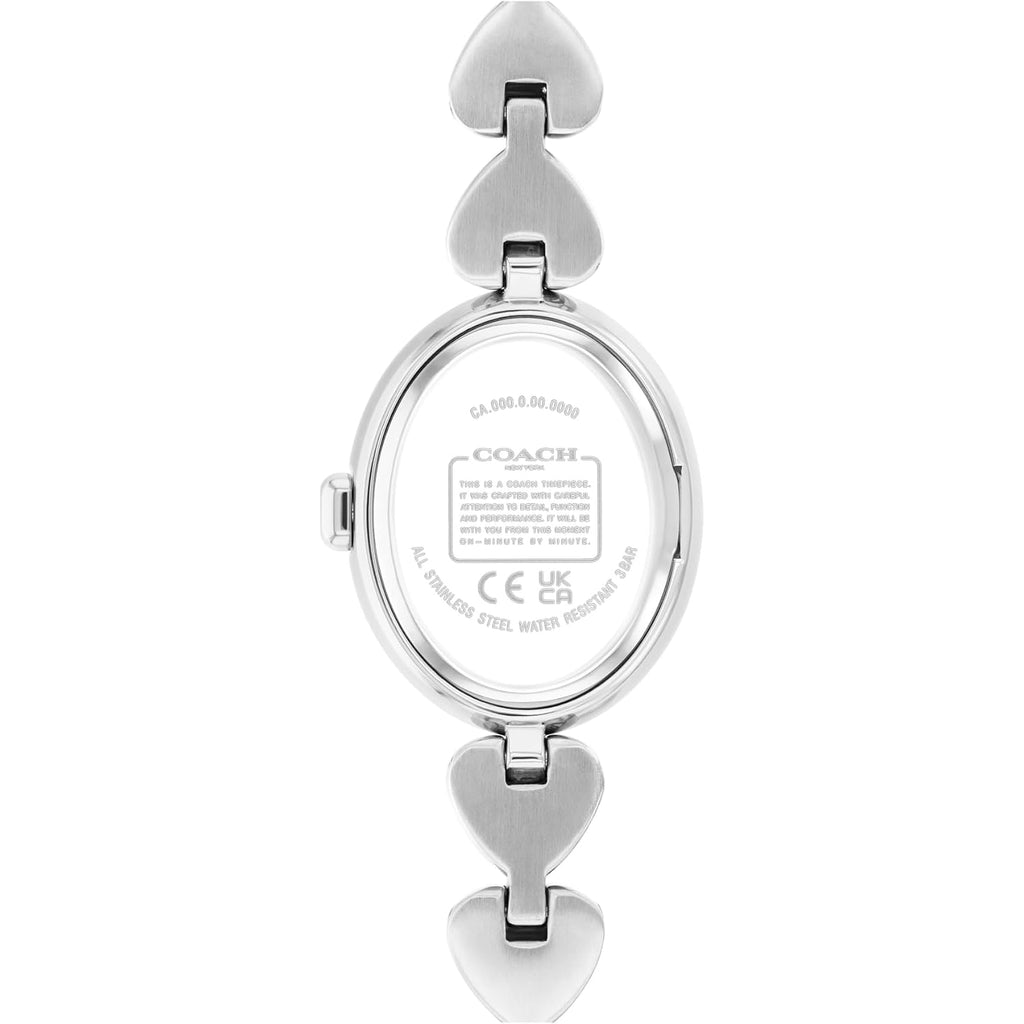 Coach Sammy Women’S Quartz Watch - Heart-Link Bracelet With Crystals, White Lacquer Dial - Modern, Versatile Timepiece - Gift For Her 22.5Mm