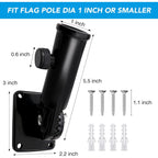 Hoople Flag Pole Holder For Outside House, Adjustable Flag Pole Mount, Metal Flag Holder For Outside, Multi-Position Aluminum Flag Pole Bracket, Stainless Hardware, High Wind Resistance, 1 Inch Black