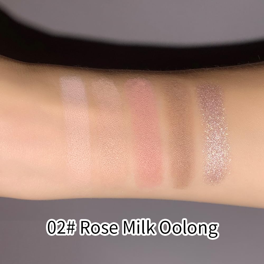 Pink Brown Neutral Matte Eyeshadow Palette, 5 Color Highly Pigmented Shimmer Everyday Eye Shadow Palette Makeup for Older Women, Suitable for Green and Blue Eyes, Brightening Eye Mini Travel Size 02#