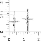 Miabella Rhodium Plated 925 Sterling Silver Small or Large Crucifix Necklace for Men Women, Cross Pendant with Rope Chain, Made in Italy