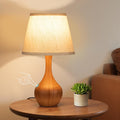 Touch Table Lamp For Bedroom, 3-Way Dimmable Small Bedside Lamps For Night Stands With Wires, Wood-Paint Desk Lamp For Kids Room, Office, Living Room, End Table(Led Bulb Included)