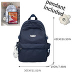 Vttdb Kawaii Backpack With Cute Accessories Casual Aesthetic Daypack Simple Laptop Bag Waterproof Travel Rucksack For Women (Dark Blue)