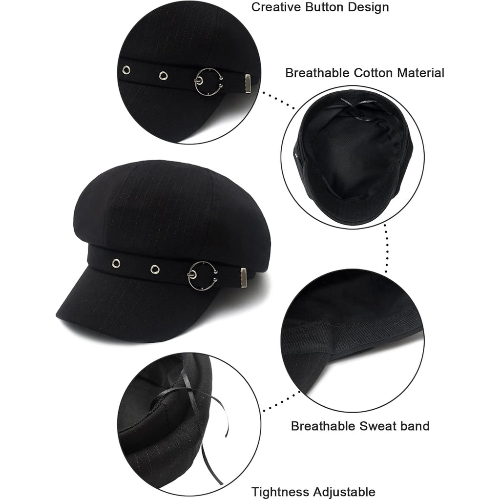 Women Beret Newsboy Hats Classic Autumn Spring Winter Cap Black