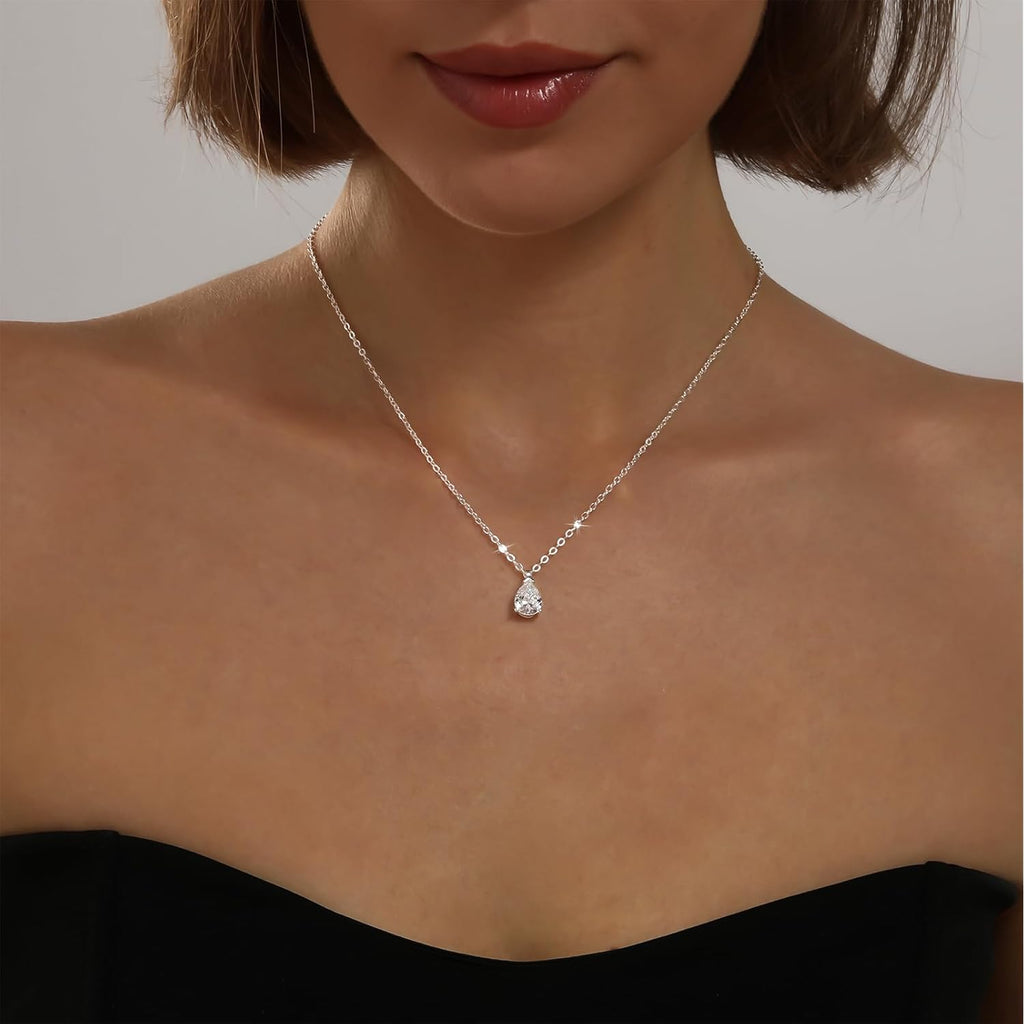 Gold Necklace for Women 14K Gold Plated Dainty Pendant Chain Puffy Heart Italian Horn Radiant Sun Compass CZ Teardrop Bow Charm Trendy Jewelry Gift