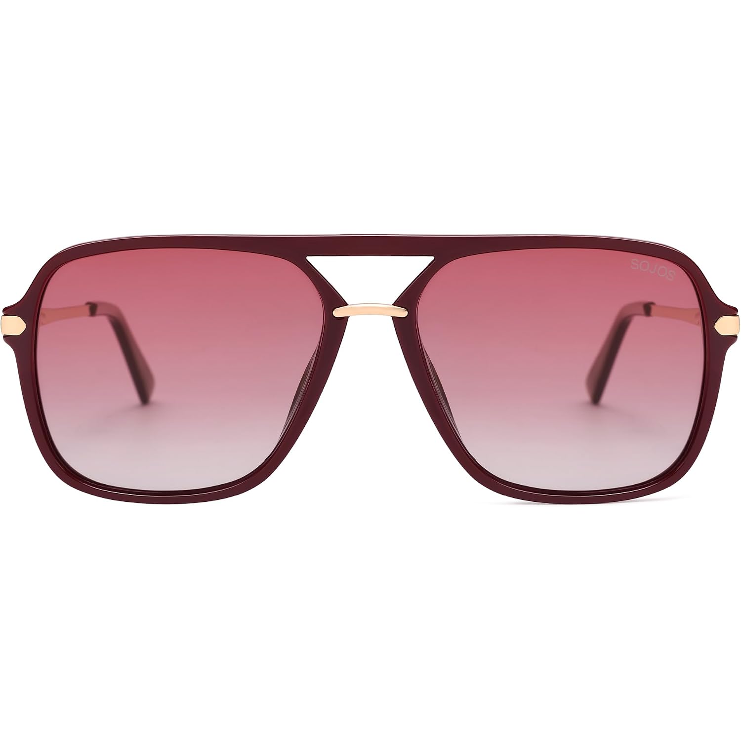 SOJOS Sunglasses for Women & Men, Square, Retro, Polarized Lens, Trendy Aviator, 90s Shades Red/Red