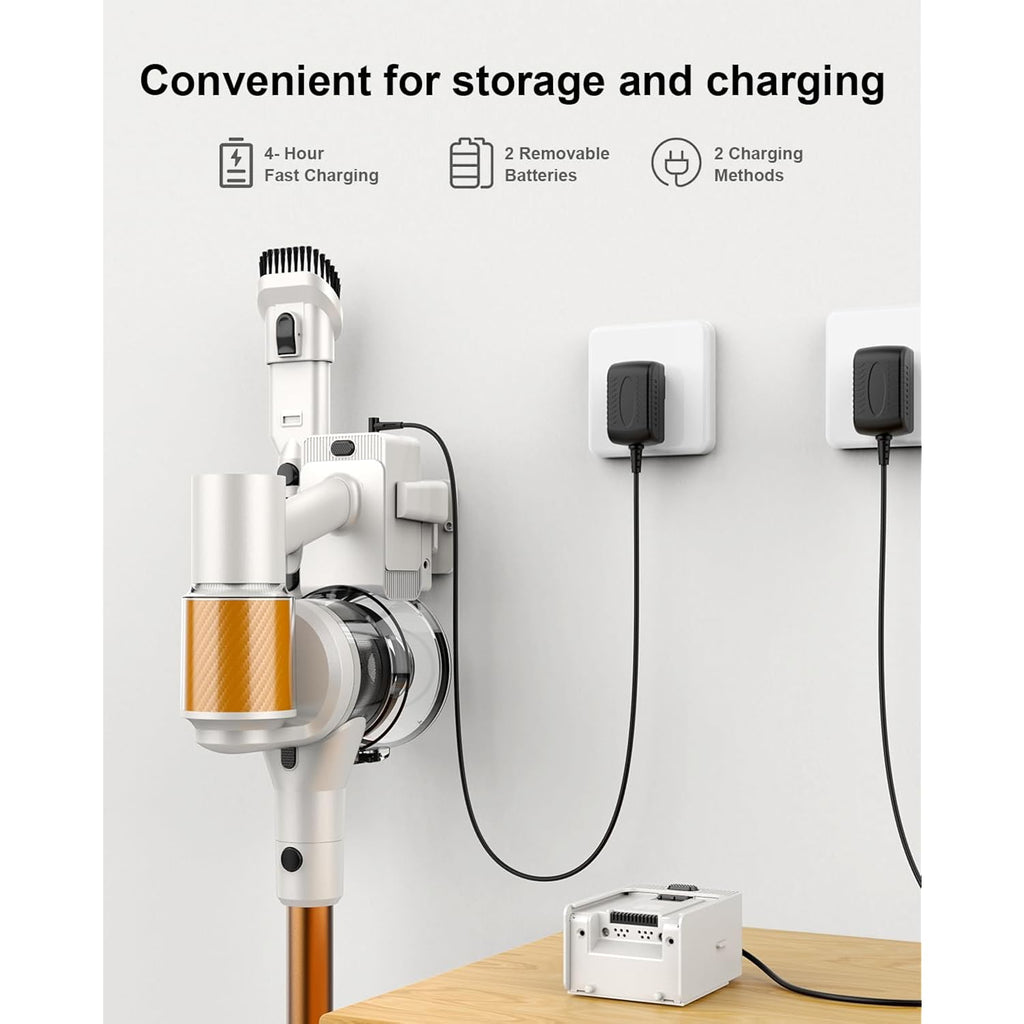 Cordless Vacuum Cleaner, 2 Batteries 110 Minutes Runtime, 600W 50Kpa Stick Vacuum With Self-Standing, Tangle-Free Brush, Led Display, Vacuum Cleaner For Home Hardwood Floor, Carpet, Pet Hair