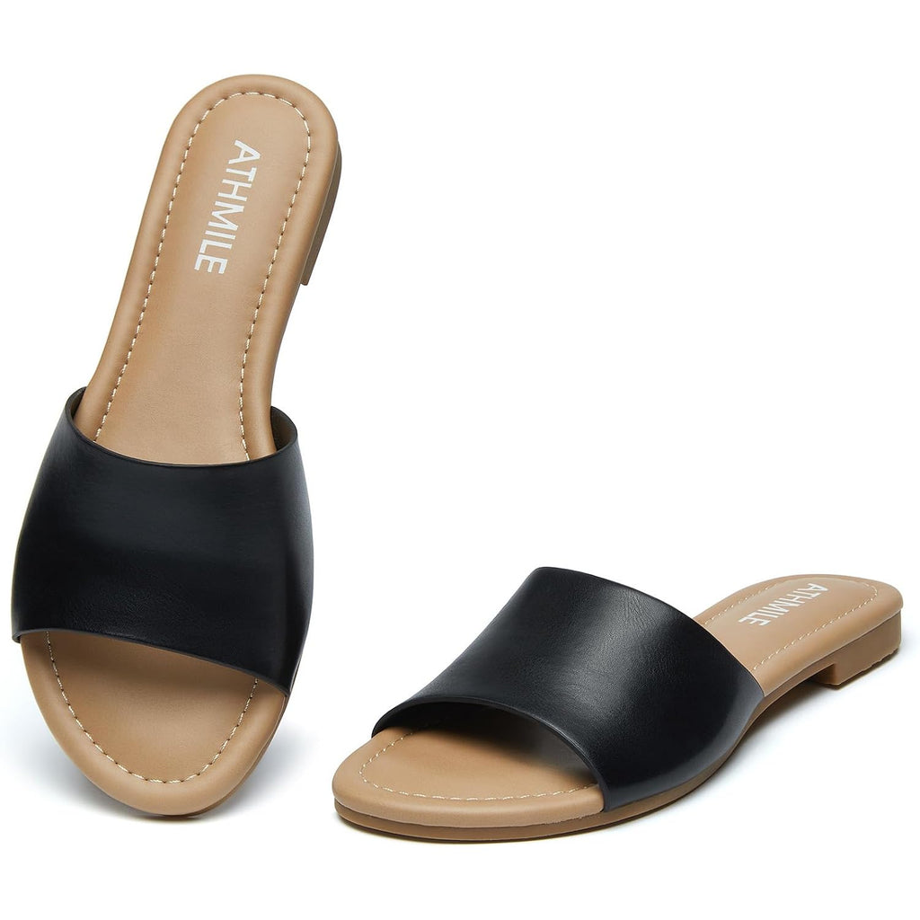 Athmile Sandals For Women 2026 One Band Womens Sandals Dressy Open Toe Flats Summer Slides For Casual Party Cute Beach