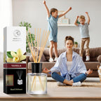 Reed Diffuser With Natural Essential Oil Vanilla 6.8 Fl Oz (200Ml) - Scented Reed Diffuser - Gift Set With Bamboo Sticks - Best For Aromatherapy - Spa - Home - Office - Fitness Club