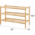 Viewcare 3-Tier Free Standing Shoe Racks, Bamboo Wood Shoe Rack For Entryway & Closet, Beautiful | Natural | Functional | Sturdy Shoe Rack