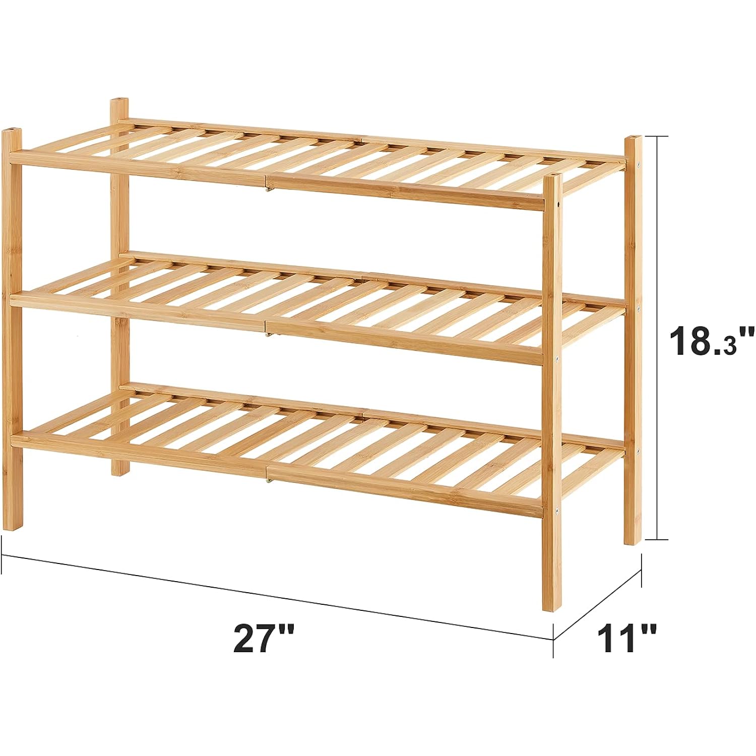 Viewcare 3-Tier Free Standing Shoe Racks, Bamboo Wood Shoe Rack For Entryway & Closet, Beautiful | Natural | Functional | Sturdy Shoe Rack