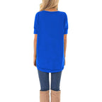 Summer Tops for Women Short Sleeve Side Split Casual Loose Tunic Top