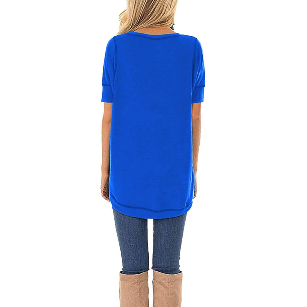 Summer Tops for Women Short Sleeve Side Split Casual Loose Tunic Top