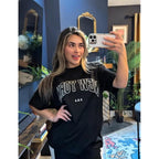 rosemia Oversized Tshirts for Women Summer Short Sleeve Round Neck Graphic Tee Shirt Black New York
