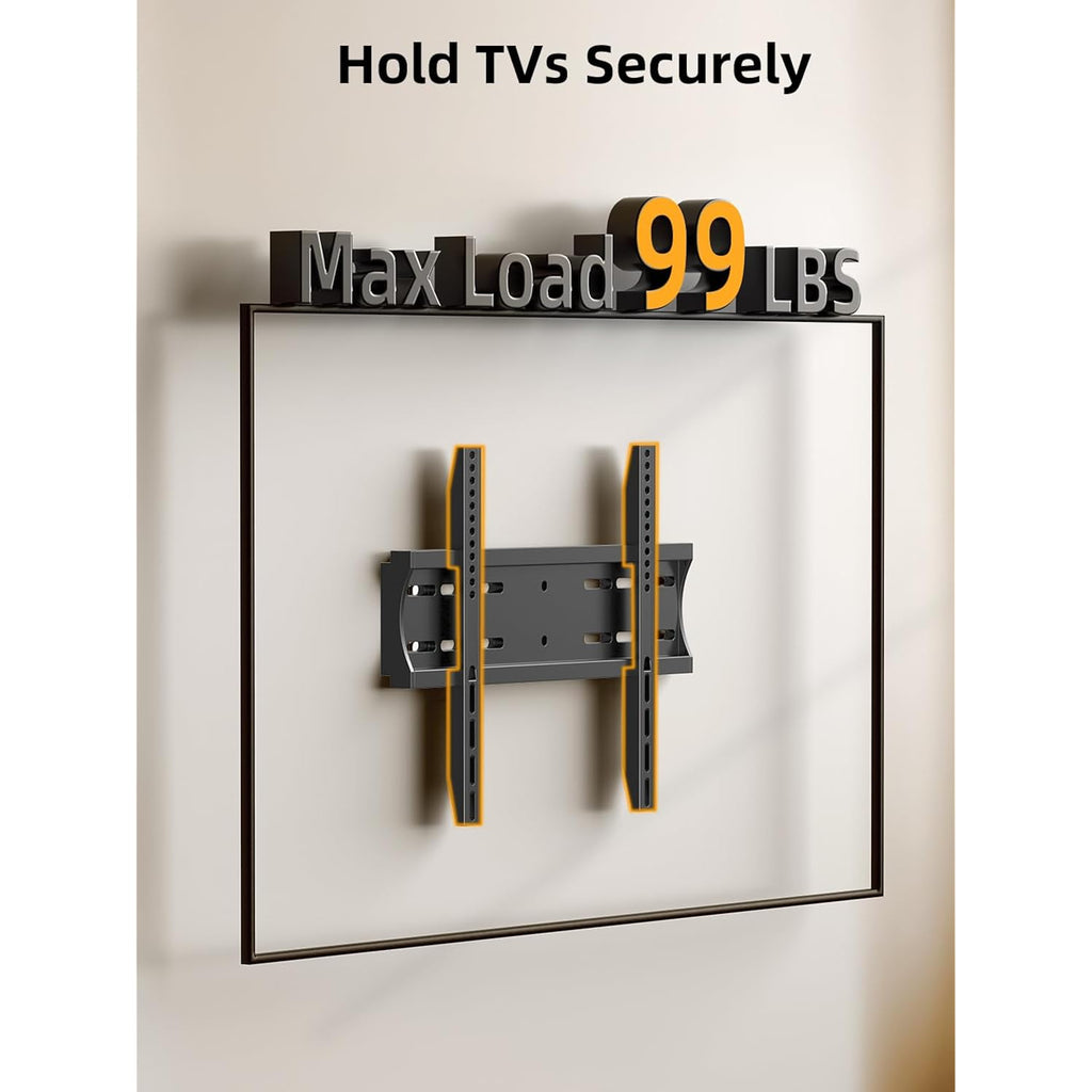 43 50 55 Inch Fixed Low Profile Tv Wall Mount For 24-65 Inch Led/Lcd & Flat/Curved Tvs, Universal Wall Mount Bracket With Safe Lock, Max Vesa 400X400Mm, Up To 99Lbs & 16 '' Stud