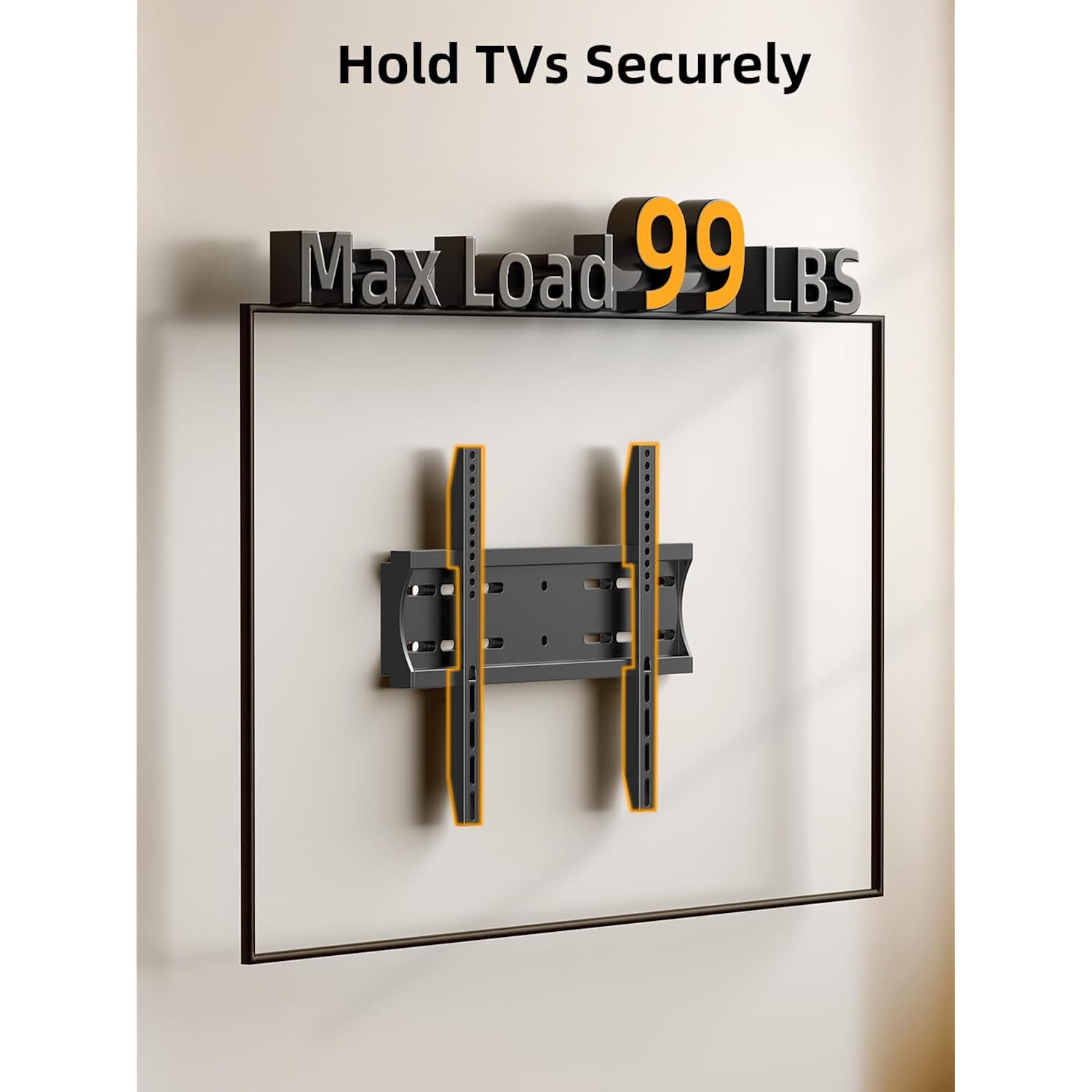 43 50 55 Inch Fixed Low Profile Tv Wall Mount For 24-65 Inch Led/Lcd & Flat/Curved Tvs, Universal Wall Mount Bracket With Safe Lock, Max Vesa 400X400Mm, Up To 99Lbs & 16 '' Stud