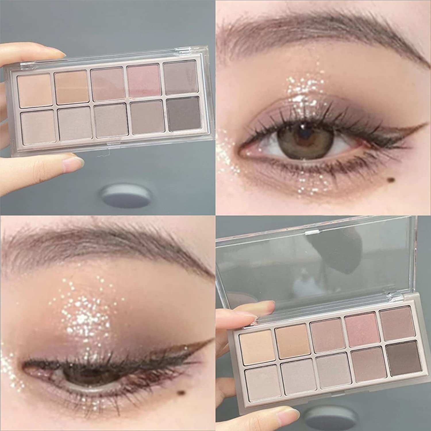 Erinde 10 Colors Matte Eyeshadow Palette, Taupe Brown Mavue Nude Eye Shadow Palette Makeup, Neutral Grey Smokey Eye Pallete, Ultra-Blendable, Long Lasting Natural Eyeshadow for Older Women, Cement