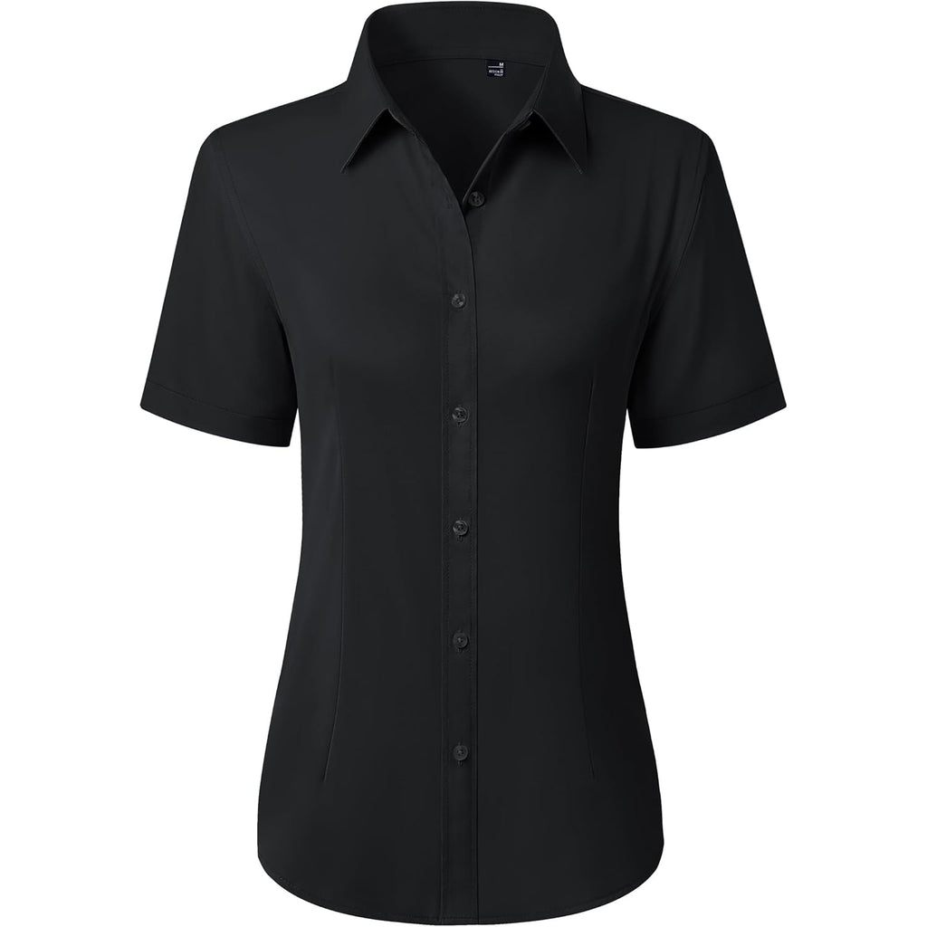 Button Down Shirts for Women Stain Shield Short Sleeve Dress Shirt Wrinkle Free Work Business Office Blouses