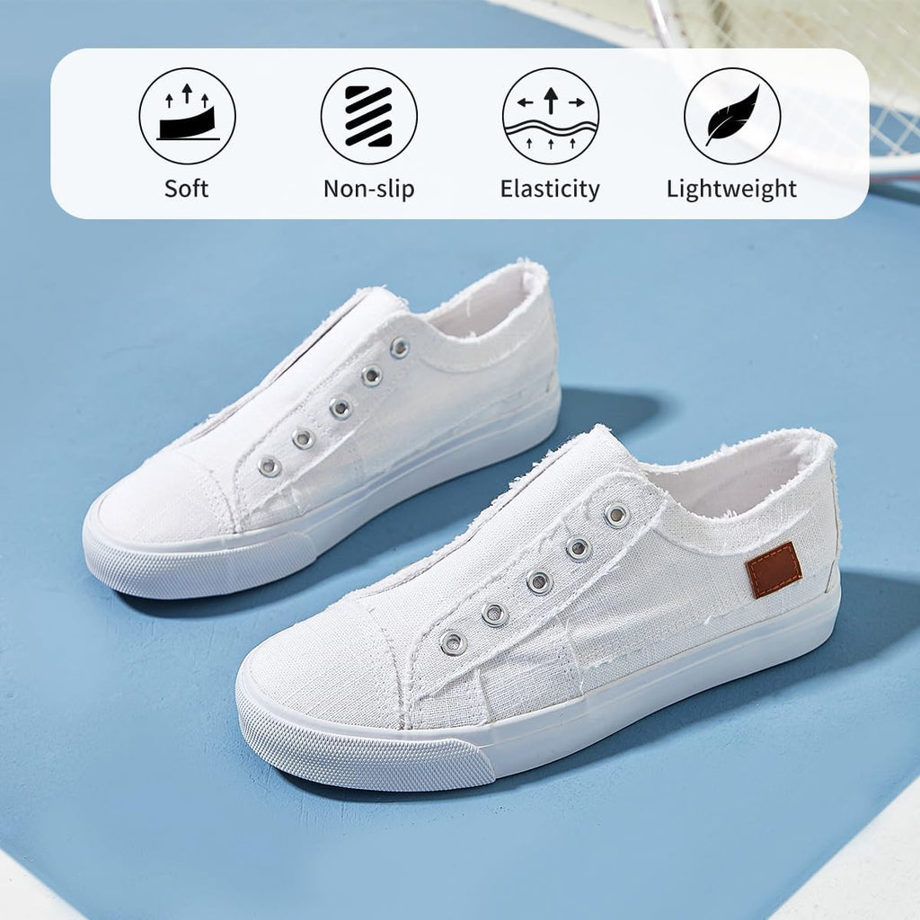 Women'S Slip On Shoes Non Slip Fashion Canvas Sneakers Low Top Casual Shoes