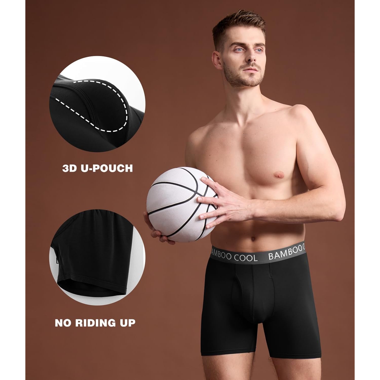 Bamboo Cool Men'S Ultra Comfortsoft Underwear, Moisture Wicking & Breathable No Ride Up Boxer Briefs With Fly, Multipack