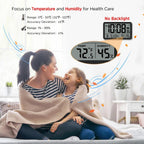 Auto Set Digital Wall Clock Battery Operated, Desk Clocks With Temperature, Humidity And Date, Large Display Digital Calendar Alarm Clock For Elderly, Bedroom, Office, 8 Time Zone, Auto Dst.