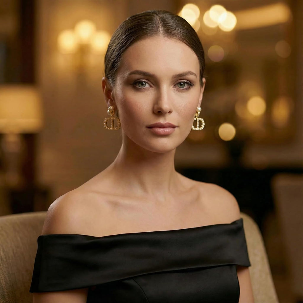 18K Gold Plated Copper Pearl Earrings Non Allergenic Birthday Gift Baroque Exquisite Jewelry Shining And lustrous Earrings For Women