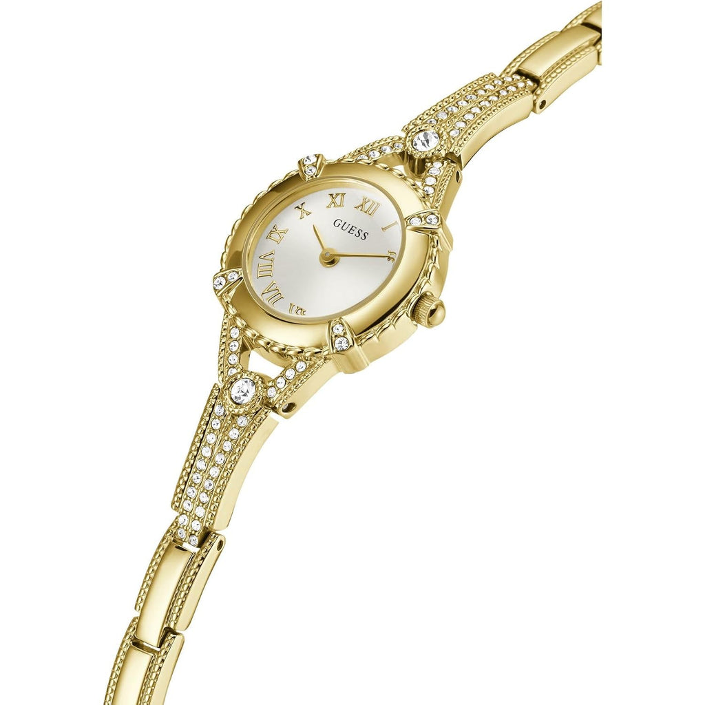Guess Petite Silver-Tone Crystal Bracelet Watch