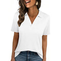 Unclecat Womens Polo Shirts Short Sleeve V Neck Business Casual Collared Tops Summer Dressy Blouses
