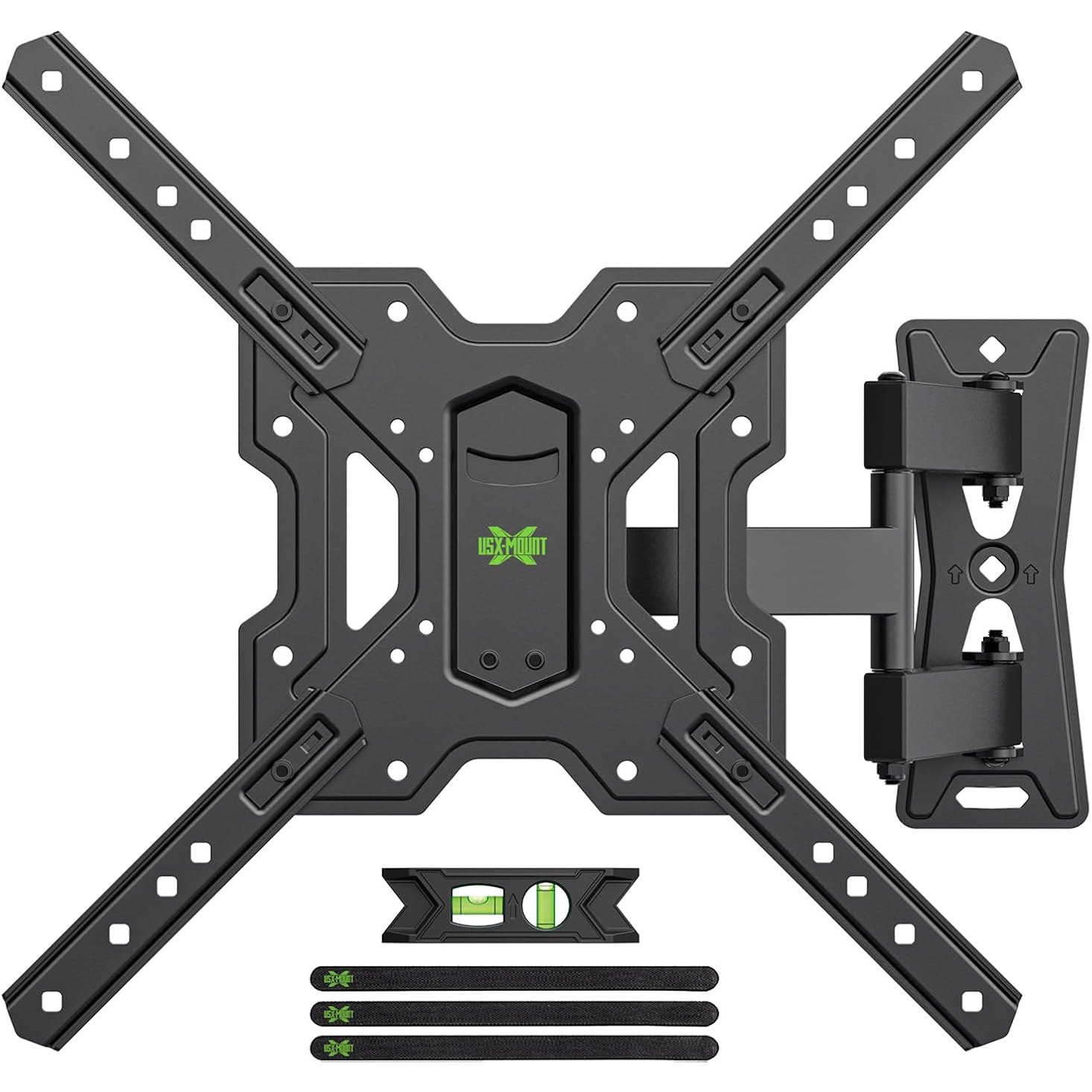 USX MOUNT UL Listed Full Motion TV Mount, Swivel Articulating Tilt TV Wall Mount for 26-65 Inch LED, 4K, Wall Mount Bracket with VESA 400x400mm Up to 77lbs, Perfect Center Design -XMM006-1