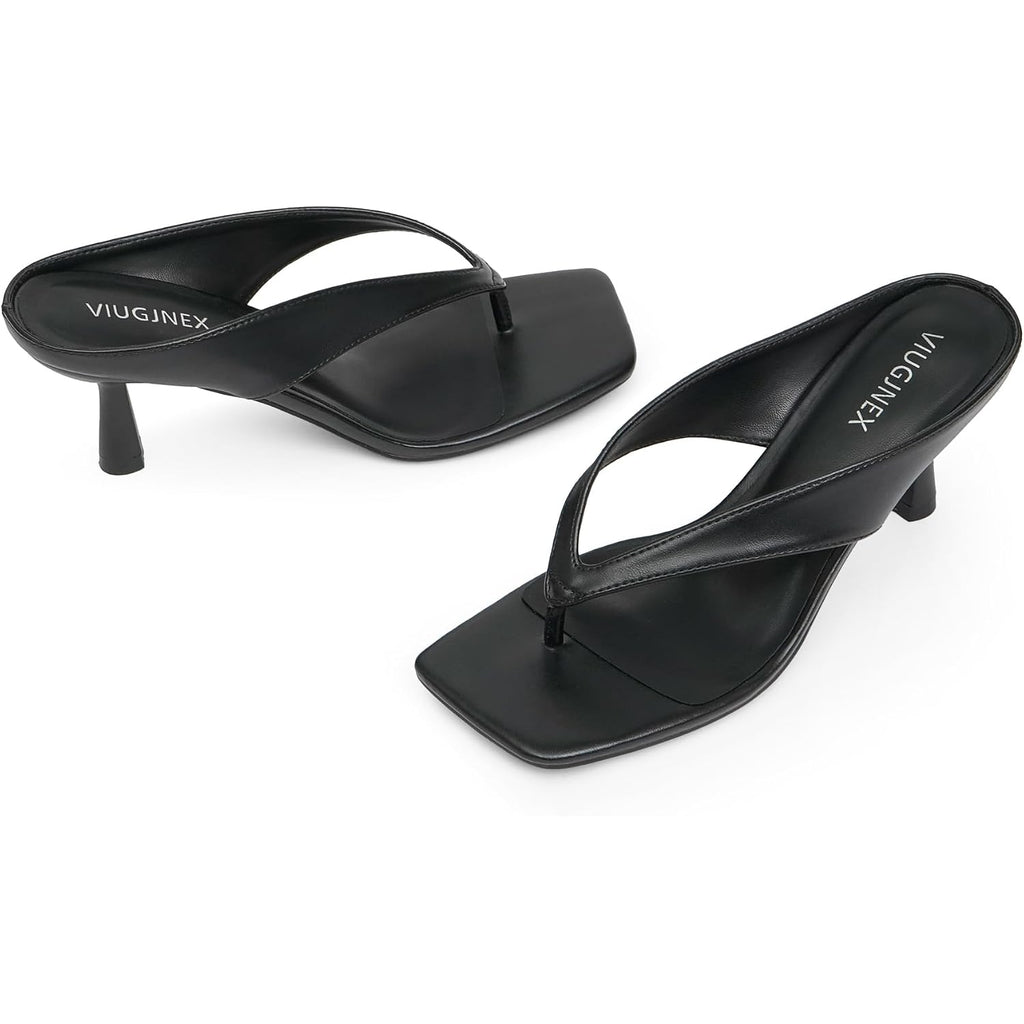 Women’S Kitten Heels Flip Flops Slip On Open Toe Low Heels Thong Square Slide Summer Fashion Party Heeled Dressy Sandals For Women