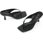 Women’S Kitten Heels Flip Flops Slip On Open Toe Low Heels Thong Square Slide Summer Fashion Party Heeled Dressy Sandals For Women